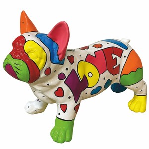 Casa Padrino Decorative Dog Bulldog Figurine White / Colorful 88 cm - Decorative Sculpture Casa Padrino Decorative Dog Bulldog Figurine White / Colorful 88 cm - Decorative Sculpture