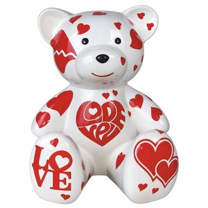 Casa Padrino figura decorativa orsetto bianco / rosso A. 34 cm - Scultura decorativa
