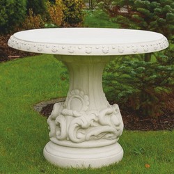Casa Padrino Mesa de Jardín Barroco Blanco Ø 87 x Al. 78 cm - Muebles de Jardín Barrocos