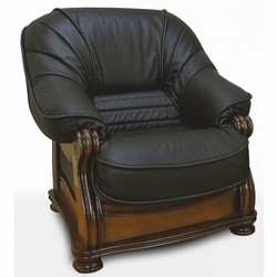 Luxus Barock Leder Echtleder Sessel Schwarz Dunkelbraun