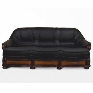 Luxus Barock Leder Echtleder Sofa Schwarz Dunkelbraun