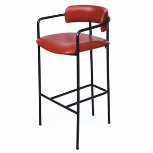 Casa Padrino chaise de bar de luxe en cuir artificiel rouge / noir H. 106 cm - Meubles d'hôtel et de bar