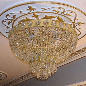 Prunkvolle Luxus Barock Kristall Deckenleuchte Gold