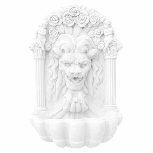 Casa Padrino fuente de pared barroco león blanco Al. 97 cm - Fuente decorativa para jardín