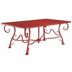 Casa Padrino Art Nouveau Wrought Iron Garden Table Red 120 cm - Nostalgic Garden Furniture