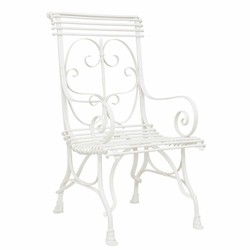 Casa Padrino Art Nouveau Wrought Iron Garden Chair White H. 114 cm - Nostalgic Garden Furniture