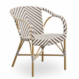 Casa Padrino Silla de Jardín de Lujo con Reposabrazos Marfil / Marrón / Beige - Muebles de Jardín