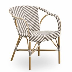Casa Padrino chaise de jardin de luxe avec accoudoirs ivoire / marron / beige - Meubles de jardin
