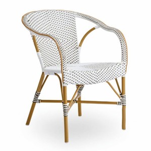 Casa Padrino Luxus Garten Stuhl 4er Set mit Armlehnen Weiß / Braun / Beige - Outdoor Möbel