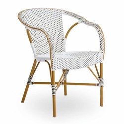Luxus Garten Terrassen Stuhl 4er Set mit Armlehnen Weiß Braun Beige