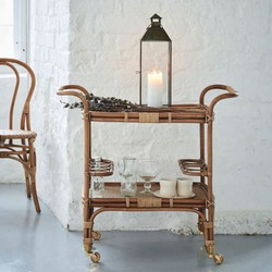 Luxus Trolley Servierwagen Braun Naturfarben