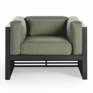 Casa Padrino sillón de jardín de lujo verde / negro 100 cm - Muebles para hoteles y jardines