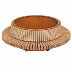 Casa Padrino panca da parco - Panca della città rotonda con vaso da fiori Ø 305 cm - Mobili esterni e parchi