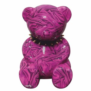 Casa Padrino figura decorativa orsetto con collare viola A. 40 cm - Figure decorative