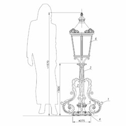 Casa Padrino lampe de piédestal baroque noir H. 157 cm - Luminaire extérieur de style baroque