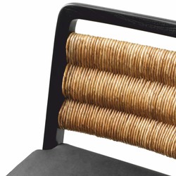 Casa Padrino chaise de salle à manger en cuir de luxe noir / naturel H. 85 cm - Meubles de salle à manger