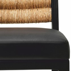 Casa Padrino chaise de salle à manger en cuir de luxe noir / naturel H. 85 cm - Meubles de salle à manger