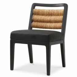 Casa Padrino chaise de salle à manger en cuir de luxe noir / naturel H. 85 cm - Meubles de salle à manger