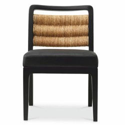 Casa Padrino chaise de salle à manger en cuir de luxe noir / naturel H. 85 cm - Meubles de salle à manger