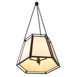 Casa Padrino lampada a sospensione di lusso nero / crema A. 120,5 cm - Illuminazione di lusso