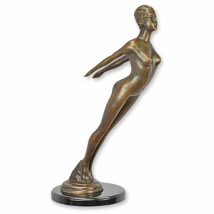 Casa Padrino Art Nouveau Decorative Bronze Figure of a Woman Bronze / Black H. 60.4 cm