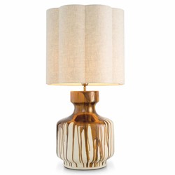Luxus Keramik Tischleuchte Braun Weiß Vintage Messing Beige