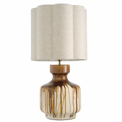 Luxus Keramik Tischleuchte Braun Weiß Vintage Messing Beige