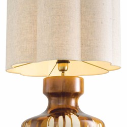 Luxus Keramik Tischleuchte Braun Weiß Vintage Messing Beige