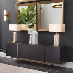 Casa Padrino buffet de luxe noir-gris / laiton 225,5 cm - Meubles de luxe
