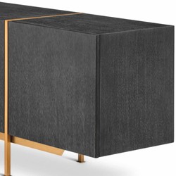 Casa Padrino buffet de luxe noir-gris / laiton 225,5 cm - Meubles de luxe