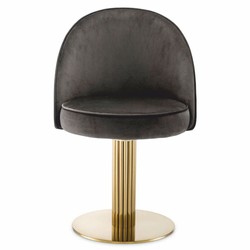 Casa Padrino chaise  de salle à manger de luxe gris / laiton H. 85 cm - Chaise pivotante