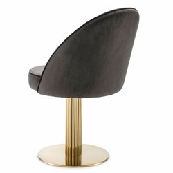 Casa Padrino chaise  de salle à manger de luxe gris / laiton H. 85 cm - Chaise pivotante