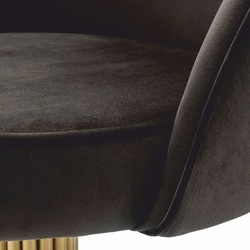 Casa Padrino chaise  de salle à manger de luxe gris / laiton H. 85 cm - Chaise pivotante