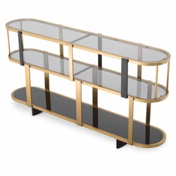 Casa Padrino console de luxe laiton / noir / gris 180 cm - Mobilier hôtelier de luxe