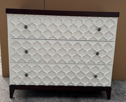 Casa Padrino Luxury Art Deco Chest of Drawers with 3 Drawers White / Dark Brown 120 cm