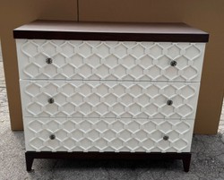 Casa Padrino Luxury Art Deco Chest of Drawers with 3 Drawers White / Dark Brown 120 cm