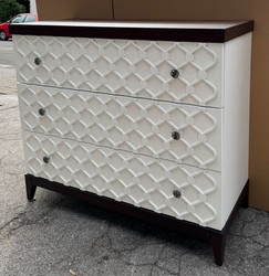 Casa Padrino Luxury Art Deco Chest of Drawers with 3 Drawers White / Dark Brown 120 cm