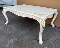 Casa Padrino Tavolino da salotto barocco di lusso in crema e oro, 104 x 73 x 46 cm, tavolino artigianale in stile barocco