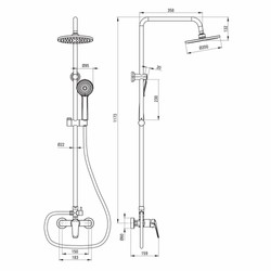 Casa Padrino ensemble de douche de luxe avec douche de tête et douchette à main H. 117,3 cm
