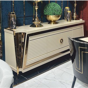 Casa Padrino Luxury Sideboard Cream / Gold 235 cm - Luxury Hotel Furniture