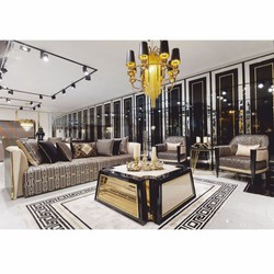 Luxus Couchtisch Wohnzimmertisch Creme Schwarz Gold