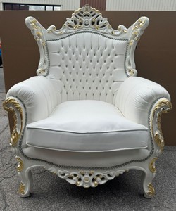 Casa Padrino Baroque Faux Leather Armchair White / Gold - 90 x 80 x H. 127 cm - Luxury Furniture in Baroque Style