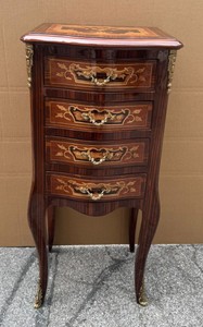 Casa Padrino Baroque Chest of Drawers with 4 Drawers in Brown with Inlays and Brass, 36 x 30 x 80 cm