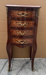 Casa Padrino Baroque Chest of Drawers with 4 Drawers in Brown with Inlays and Brass, 36 x 30 x 80 cm