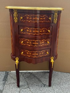 Casa Padrino Baroque Chest of Drawers with 4 Drawers, Brown Intarsia and Gold, Height 80 cm