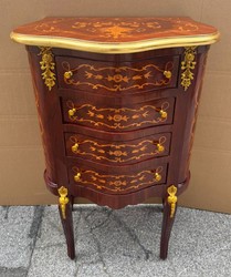 Casa Padrino Commode Baroque avec 4 tiroirs, Marron Intarsia et Or, Hauteur 80 cm