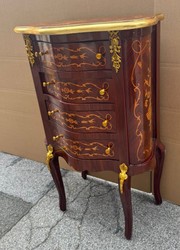 Casa Padrino Commode Baroque avec 4 tiroirs, Marron Intarsia et Or, Hauteur 80 cm