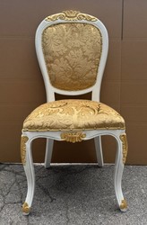 Casa Padrino Chaise de Salle à Manger Baroque de Luxe Or / Blanc / Or H. 108 cm - Mobilier Royal Fait Main