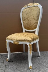 Casa Padrino Chaise de Salle à Manger Baroque de Luxe Or / Blanc / Or H. 108 cm - Mobilier Royal Fait Main