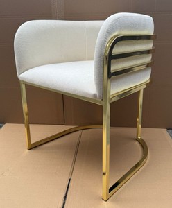 Casa Padrino Luxury Dining Chair with Armrests in White and Gold, 58 x 58 x H. 74 cm